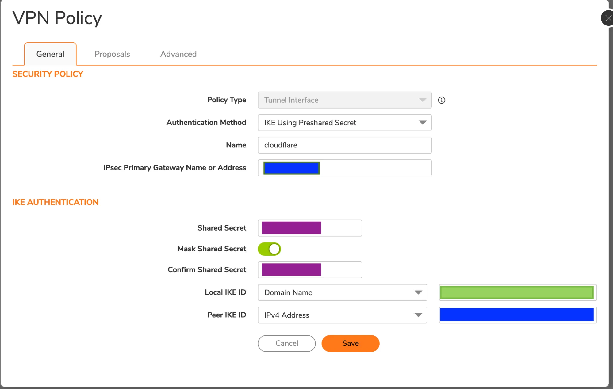 在 SonicWall 设备上配置 VPN 策略