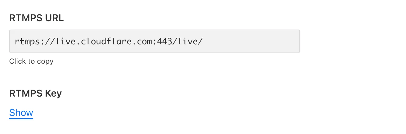 RTMPS URL 字段示例