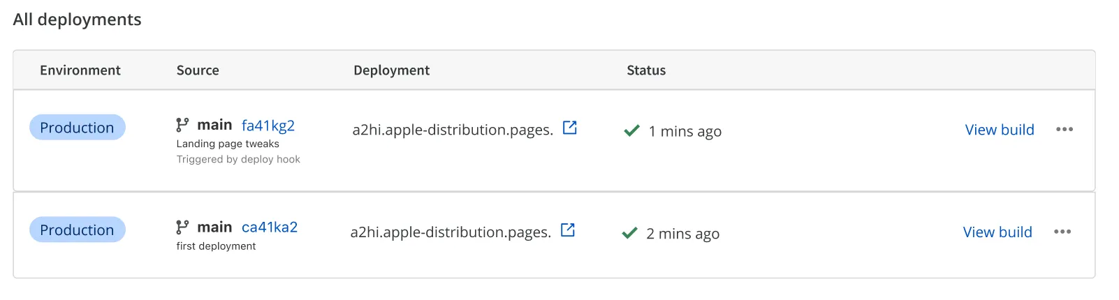 查看由 Deploy Hook 触发的部署