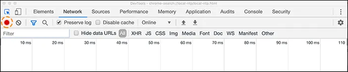 Chrome 开发者工具中的 HAR 录制按钮