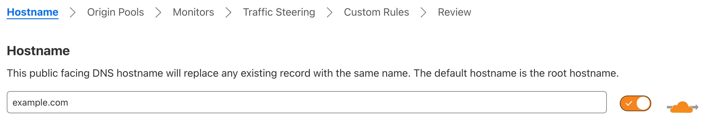 仅 DNS 负载均衡器用橙色云标记