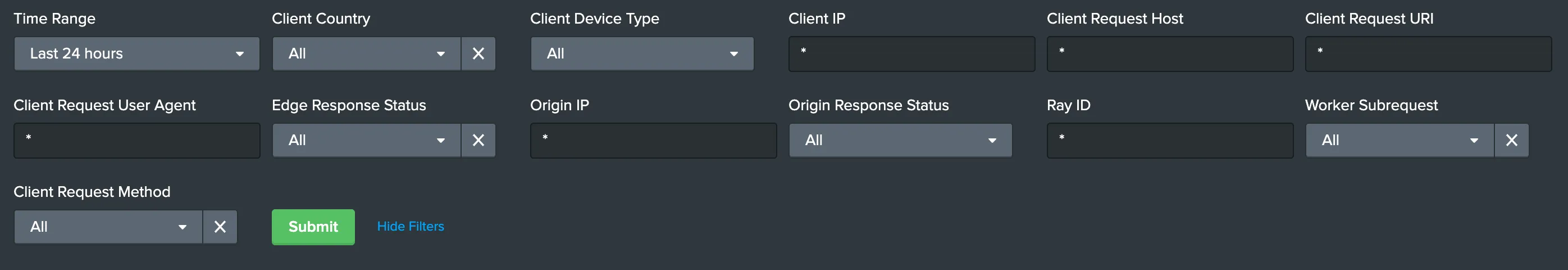 Splunk 仪表板中可用的仪表板筛选器