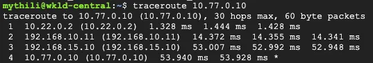 用于 IPsec 验证的 Traceroute 示例
